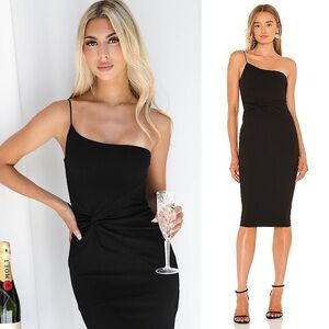 NWT NOOKIE 90s One Shoulder Sleeveless Twist Front Scuba Bodycon Midi Dress S